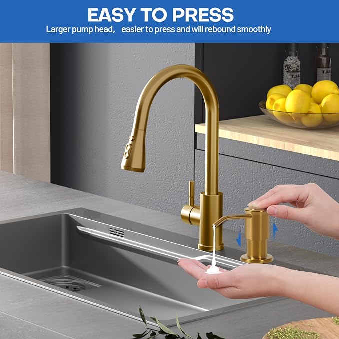 Soap Dispenser for Kitchen Sink, Brushed Gold Built in Soap Dispensers - Image 2