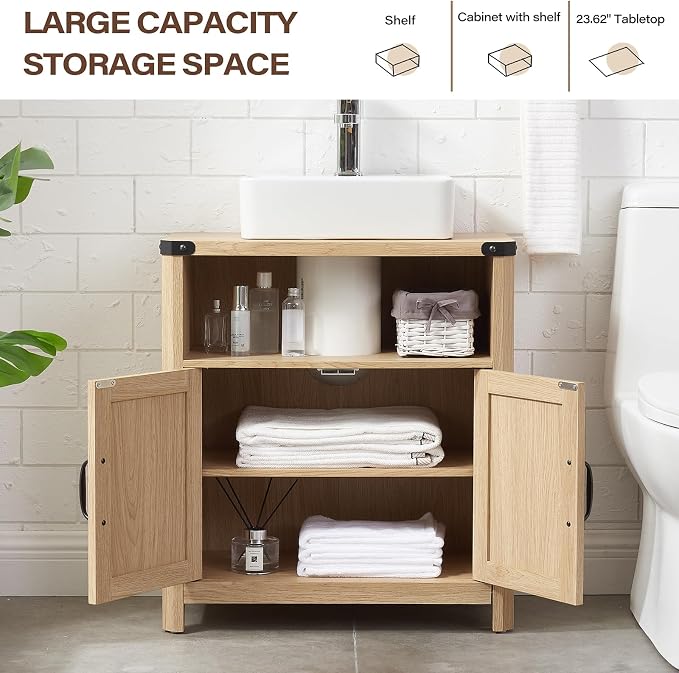Bathroom Floor Cabinet, Adjustable Shelf, Barn Doors, Farmhouse Bathroom - Image 4