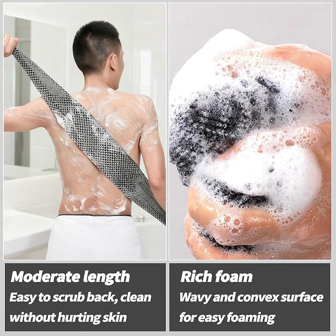 Blissal Exfoliating Shower Towel 47", Premium Scrub Wash Cloth - Image 4
