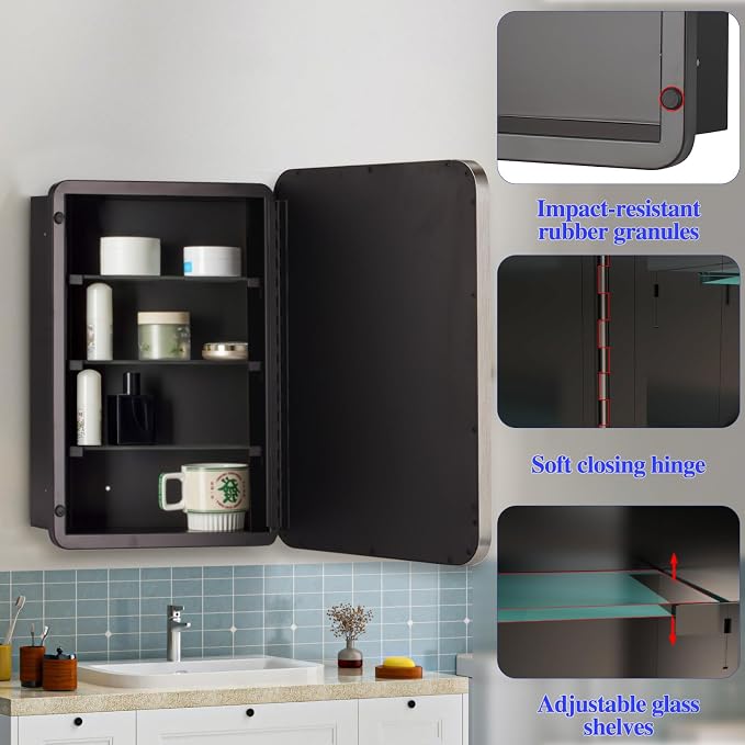 Bathroom Medicine Cabinet, Recessed & Surface Wall Cabinet - Image 4