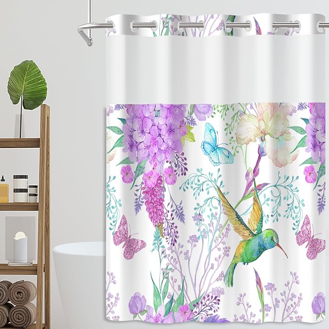 No Hook Shower Curtain with Snap in Liner - Image 8