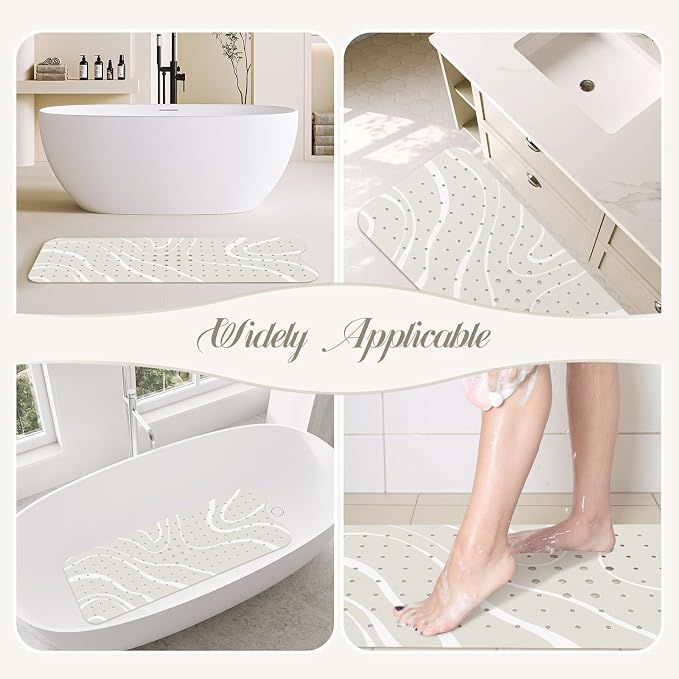 SHUCHING White Minimalist Lines Bath Mat - Image 6