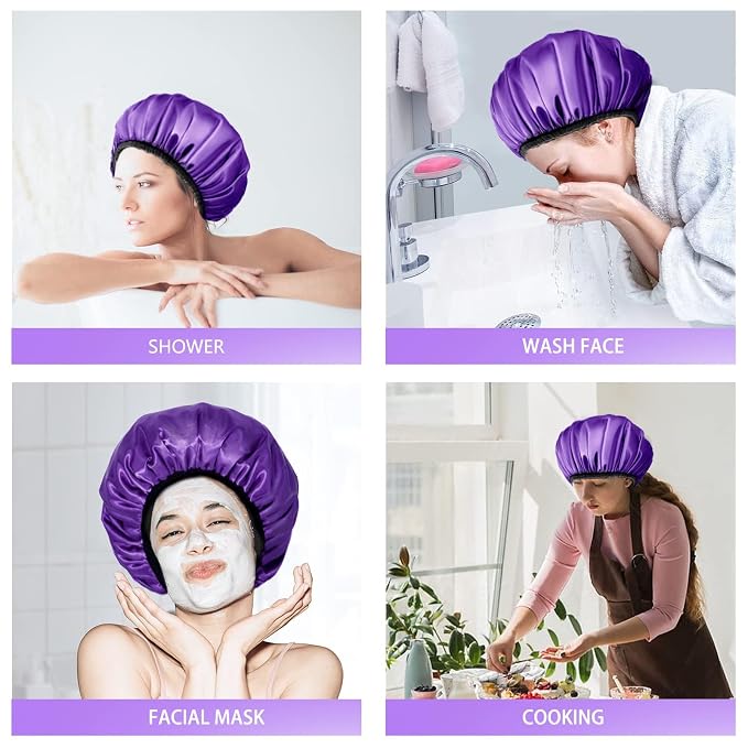 Aquior Shower Cap, Extra Large Triple Layer Bathing Cap - Image 6