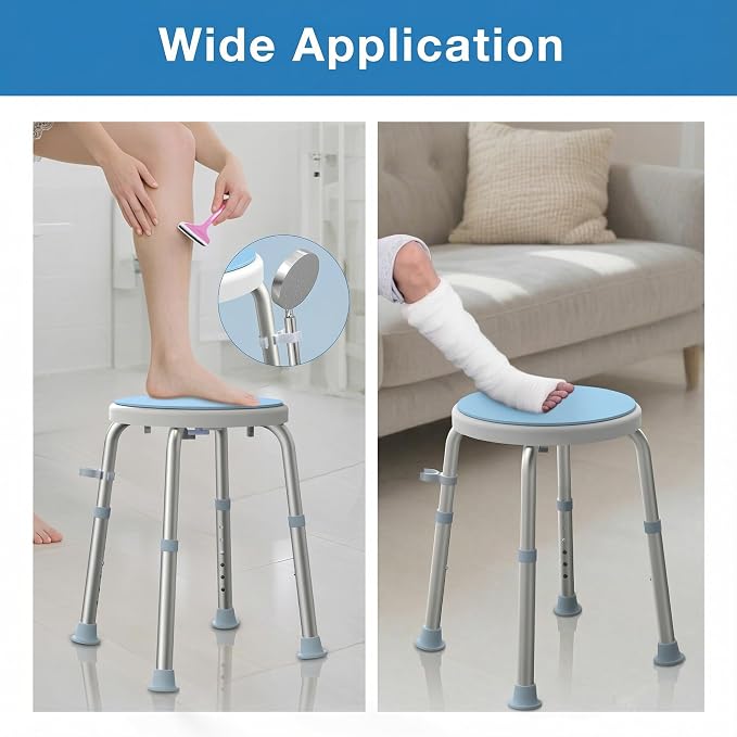 Swivel Shower Stool for Inside Shower, 360° Rotating Bath Stool - Image 8
