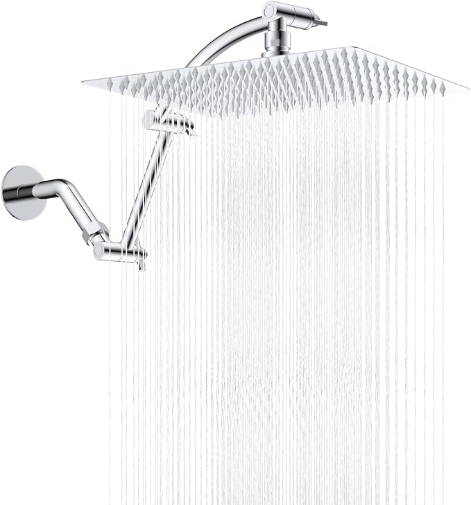 Hibbent All Metal cUPC Certified Rain Shower Head, Solid Brass Adjustable by Hibbent