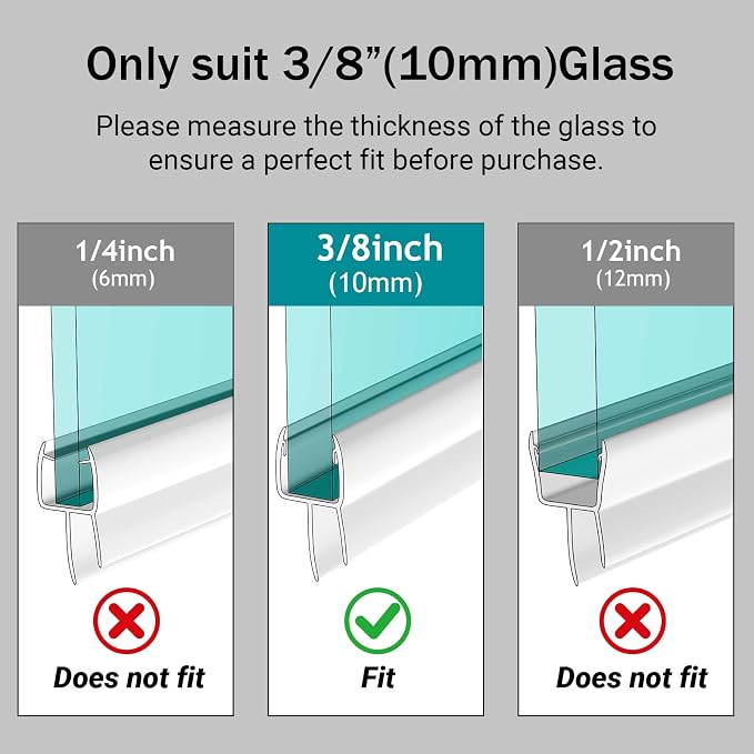 Shower Door Seal, 3/8" X 36" Glass Door Bottom Seal, Ultra Clear Frameless - Image 5