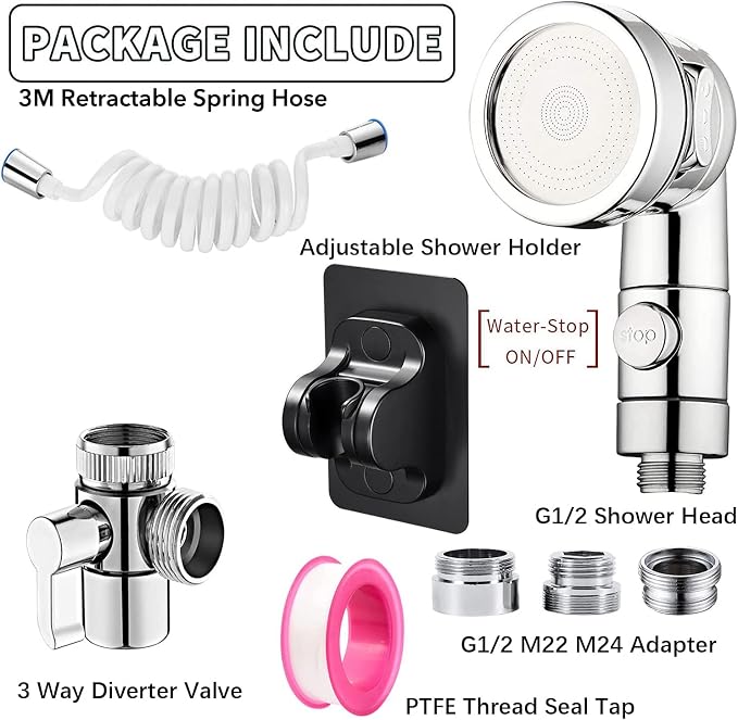 Sink Handheld Shower Kit with 9.8ft Telescopic Hose, Kitchen Bathroom Faucet - Image 3