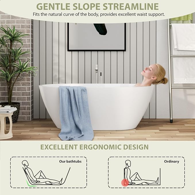 59" Acrylic Freestanding Bathtub - Image 3