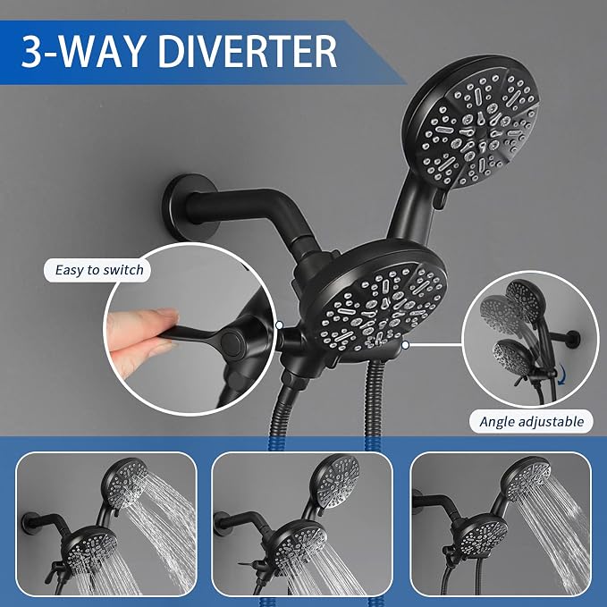 Dual Shower Faucet Set High Pressure Dual 2 in 1 Shower Combo Set Shower System - Image 5