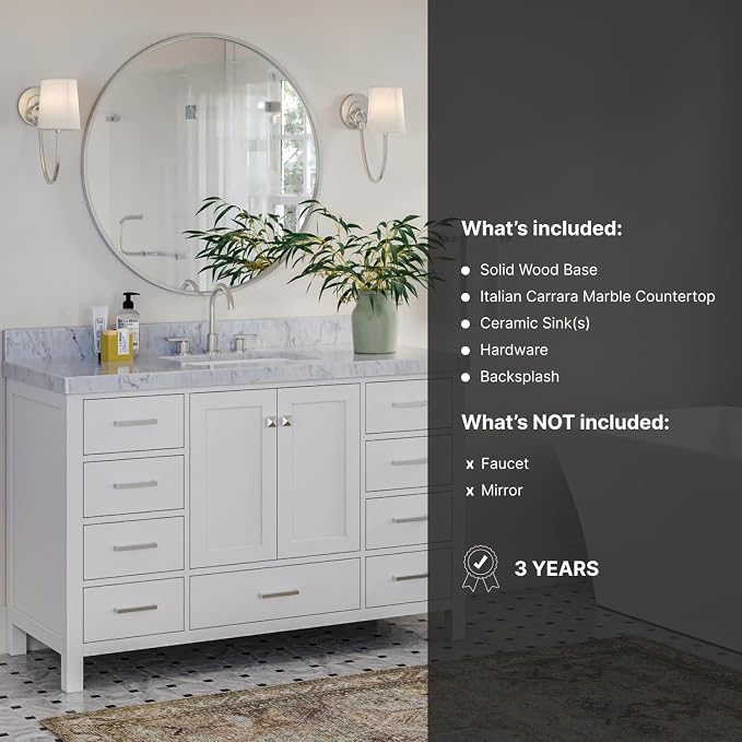 ARIEL Bathroom Vanity 54" White - Image 6
