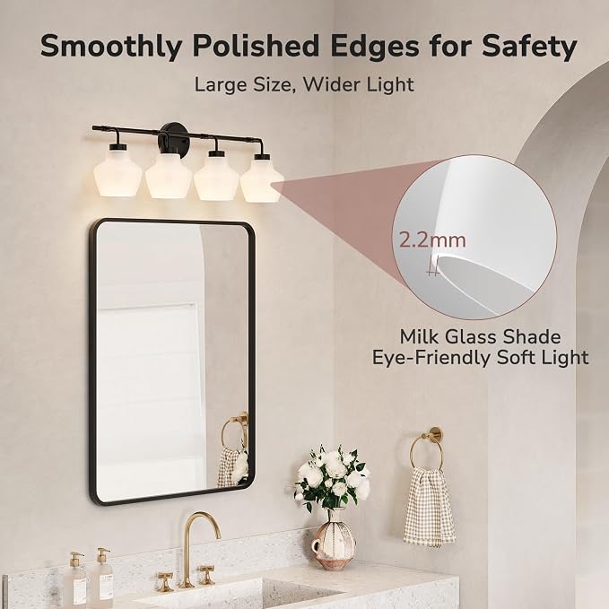 USHOWER 4-Light Bathroom Light Fixtures, Vanity Lights - Image 5