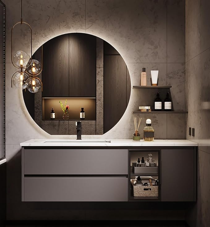 56IN Bathroom Vanity with Sink, Floating Modern Bathroom Vanity Include LED by Unknown