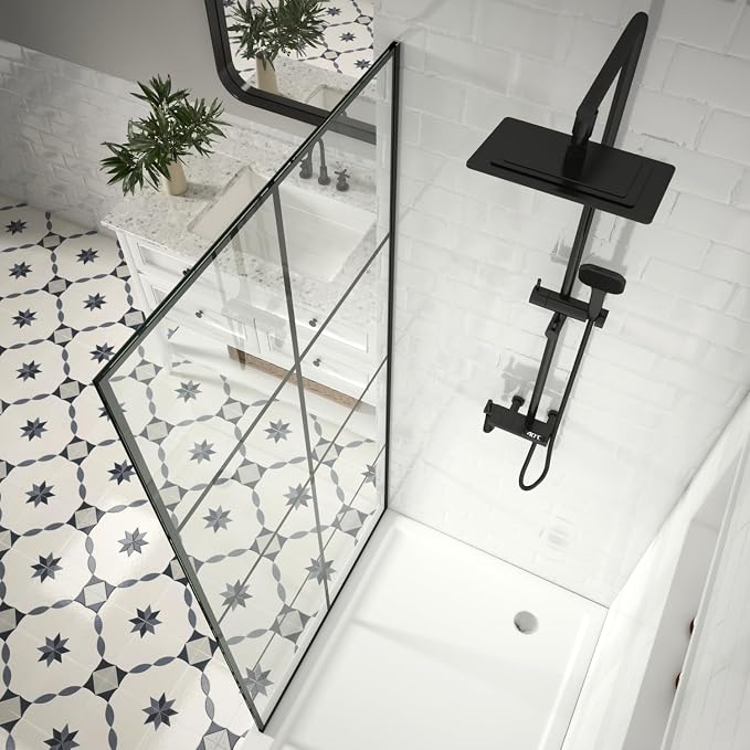 36" W x 76" H Frameless Shower Screen, Fixed Glass Panel - Image 5