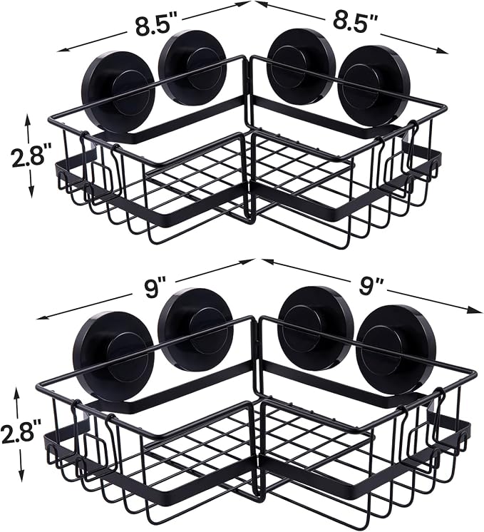 LEVERLOC 2 Pack Corner-adaptive Suction Cup Shower Caddies, Drill-Free Wall - Image 8