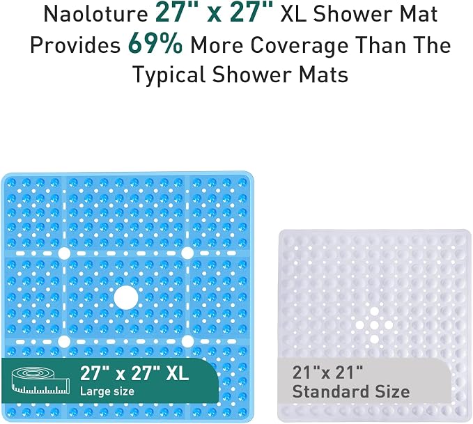 Large Square Shower Mat Non Slip 27x27 Inch, Square Bath Mat Tub Mat - Image 3
