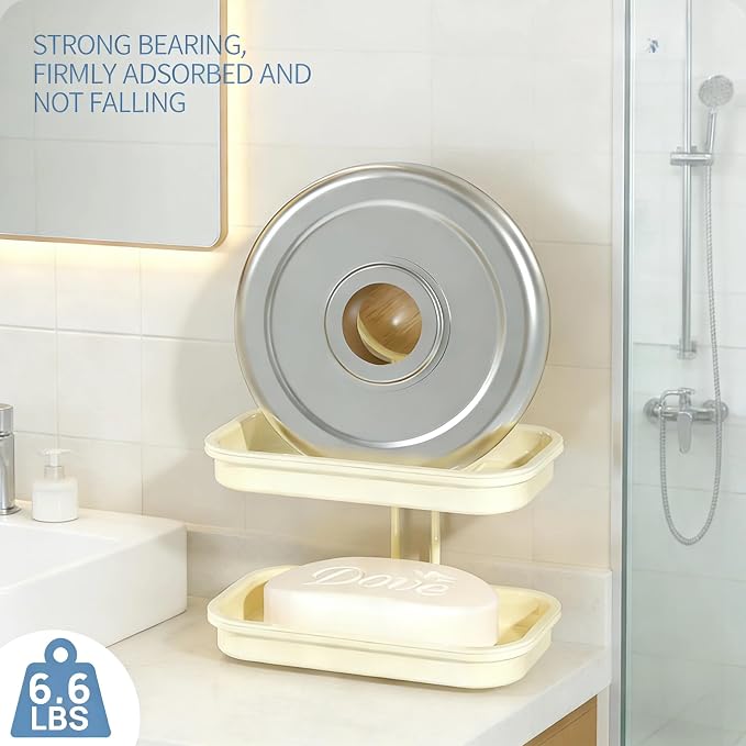 Dual-Suction Soap Dish Holder, Wall-Mounted No Drill Soap Saver - Image 4