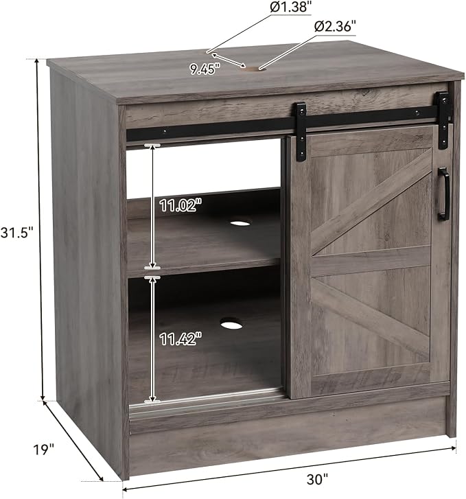 30" Barn Door Bathroom Vanity, Farmhouse Style Standing Pedestal Cabinet - Image 2