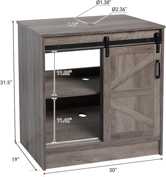 30" Barn Door Bathroom Vanity, Farmhouse Style Standing Pedestal Cabinet - Image 2