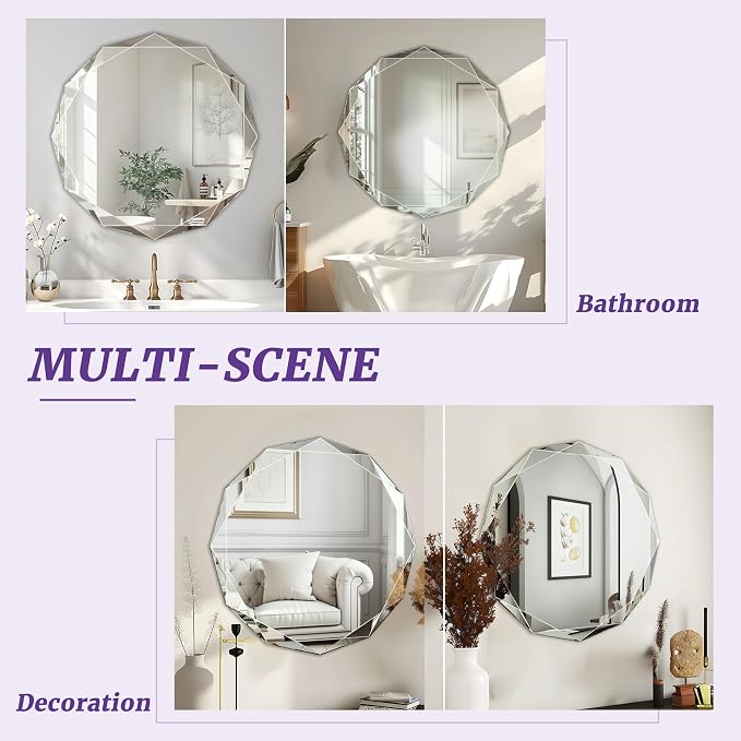 Bathroom Mirror for Wall, Beveled Edge Frameless Wall Mount Vanity Mirror - Image 7