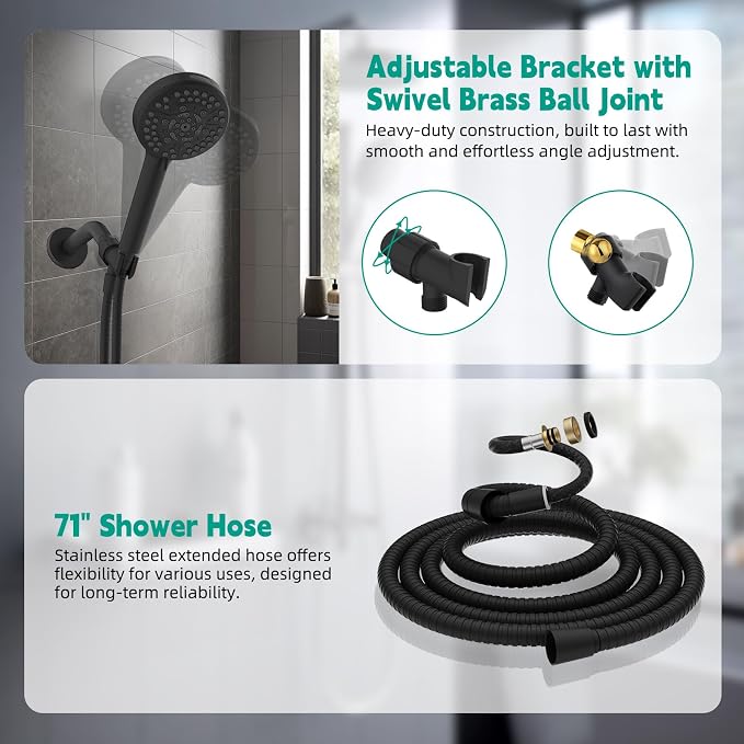Hibbent High Pressure cUPC Certified 10-mode Shower Head, Handheld Showerhead - Image 5