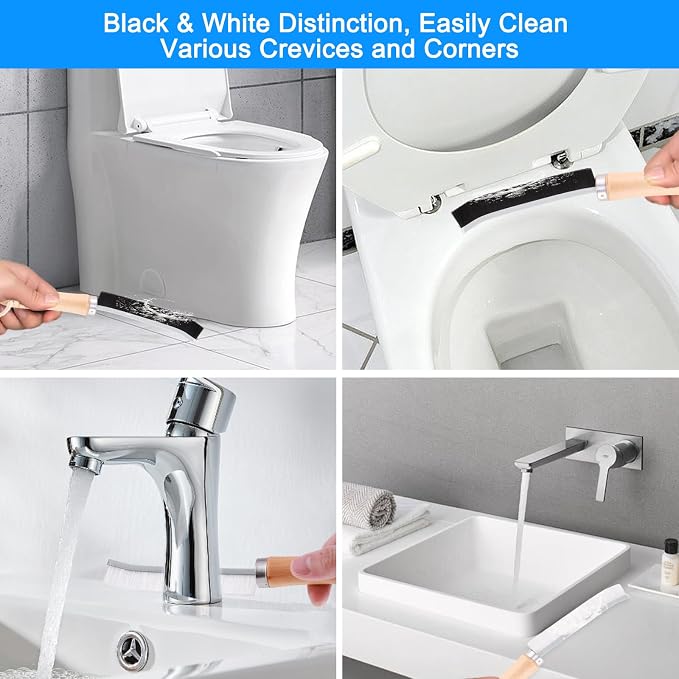 Curved Toilet Bowl Brush and Crevice Cleaning Brushes Set, Bathroom Cleaning - Image 4