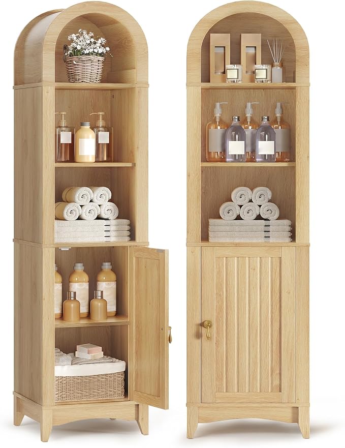 69" Tall Bathroom Storage Cabinet, Tall Arched Freestanding Storage Cabinet - Image 8