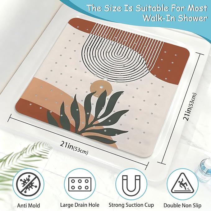 Leaves Square Anti Slip Shower Mats - Image 2