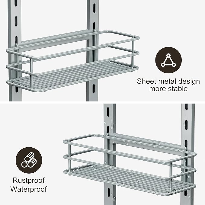 Orimade Adjustable Anti-slip Shower Caddy Overhead, Rustproof Hanging Shower - Image 5