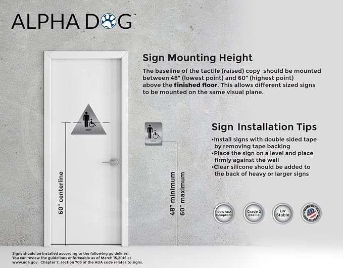 ALPHA DOG ADA SIGNS Men's Women's Restroom Sign Bundle, 8x6 inch, Business - Image 5