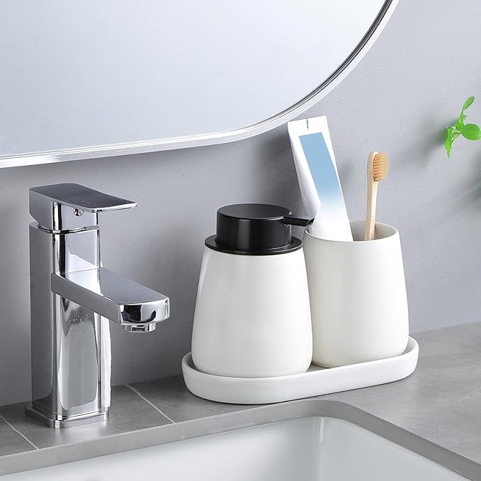 2 Pack White Round Soap Dispenser Tray - Image 3