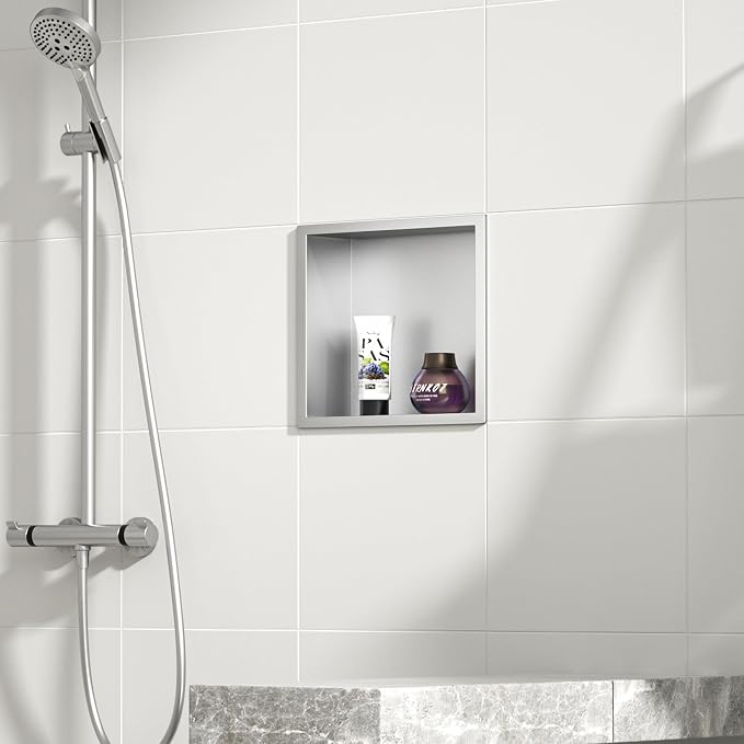 Stainless Steel Shower Niche 12" X 12" Brushed No Tile Needed Niche Shower - Image 2
