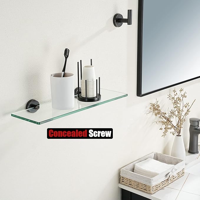 JQK Bathroom Glass Shelf Oil Rubbed Bronze, Tempered Glass Shower Storage 16 by - Image 5