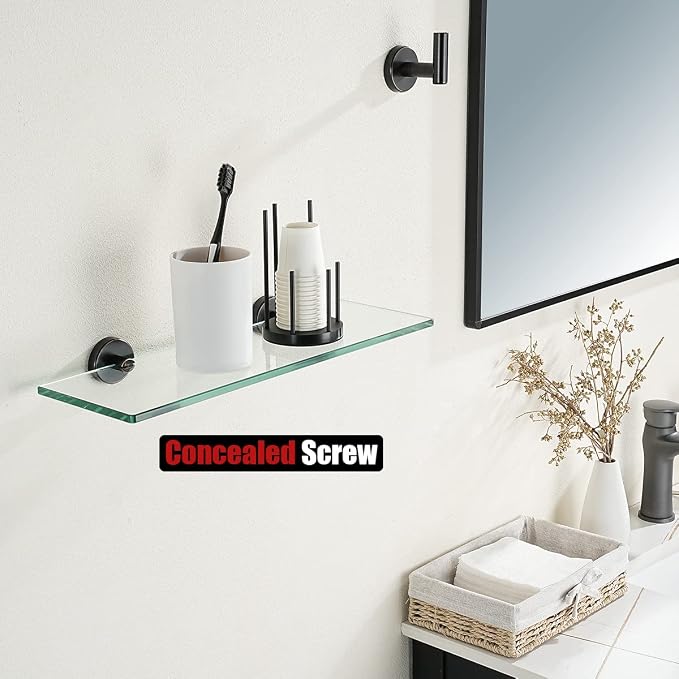 JQK Bathroom Glass Shelf Oil Rubbed Bronze, Tempered Glass Shower Storage 16 by - Image 5
