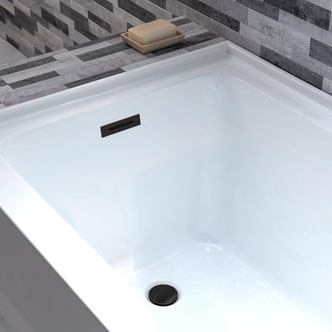 WOODBRIDGE 54" Acrylic Rectangular Alcove Soaking Bathtub in White - Image 8