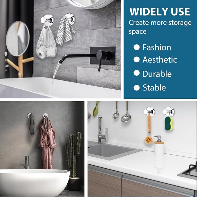 Suction Cup Hooks for Shower, Bathrooms Wall, Glass Door, Kitchen–Towel - Image 5