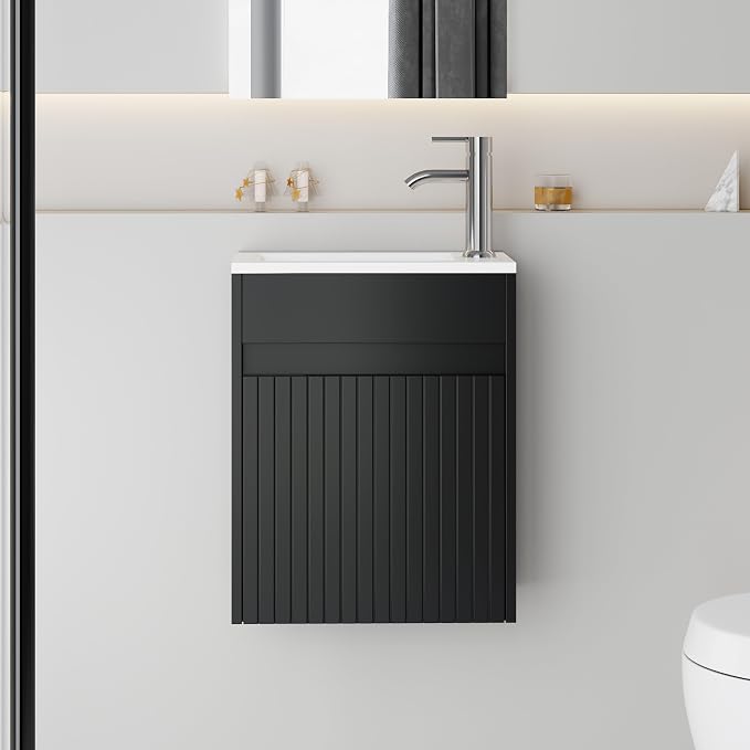 eclife 16" Small Bathroom Vanity Sink Combo, Modern Painted Wall Mounted by eclife