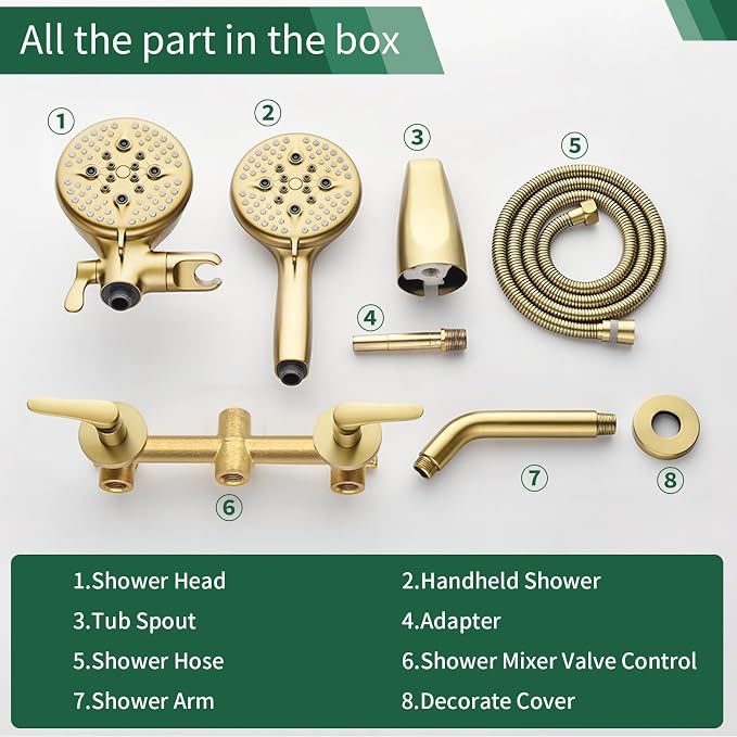 2 Handles Tub Shower Faucet Set Shower System - Image 7