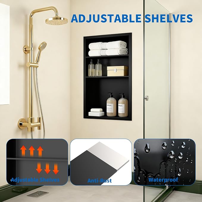 Stainless Steel Recessed Medicine Cabinet Bathroom Medicine Wall Niche Shower - Image 6