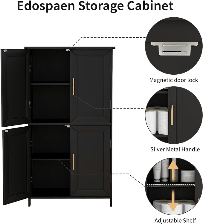 Bathroom Storage Floor Cabinet Freestanding Organizer - Image 5