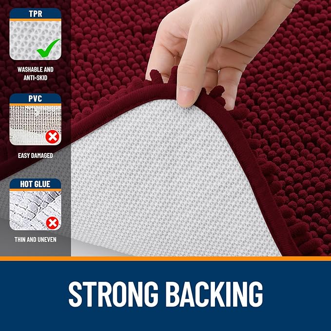 OLANLY Bathroom Rugs 24x16, Extra Soft Absorbent Chenille Bath Rugs, Rubber - Image 6
