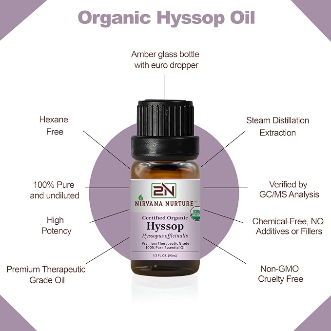 Hyssop Essential Oil USDA Certified Organic, 100% Pure Natural Premium Grade - Image 4