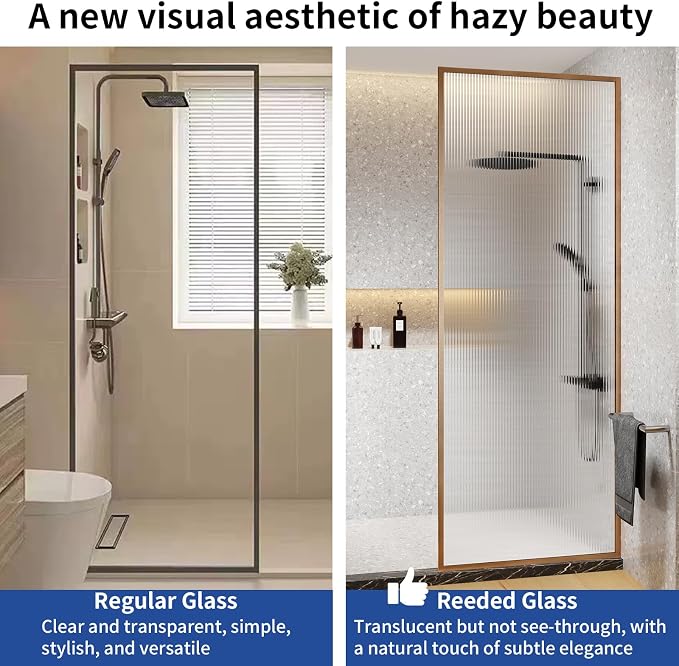 Dimaris Shower Door 34" X 78" Tempered Fluted Glass Framed Shower Screen Door - Image 4