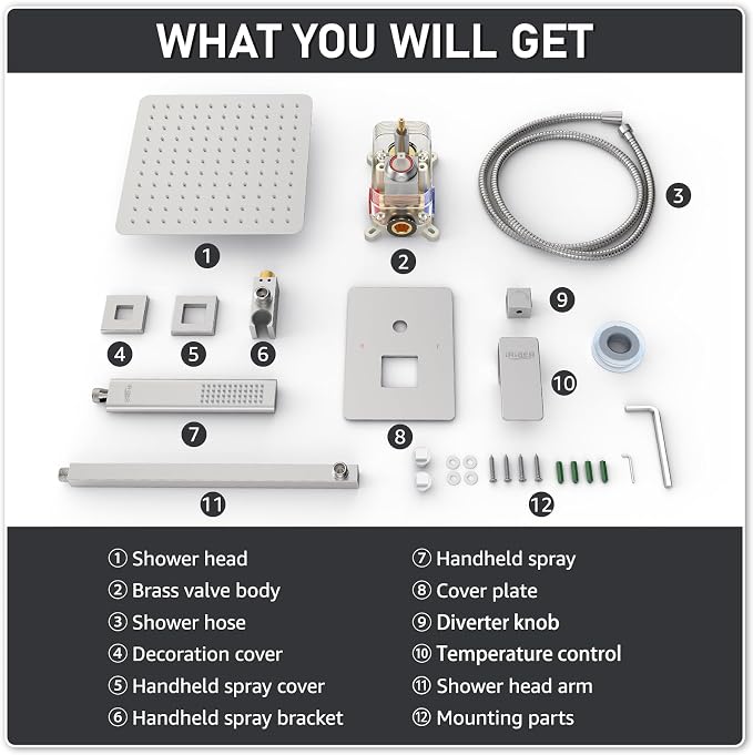 Iriber 12-Inch Rainfall Shower System - Image 7