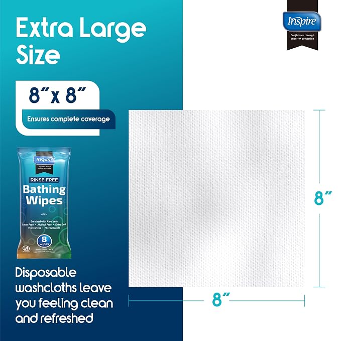 Body Wipes for adults bathing no rinse | Adult Wash Cloths Extra Large - Image 6