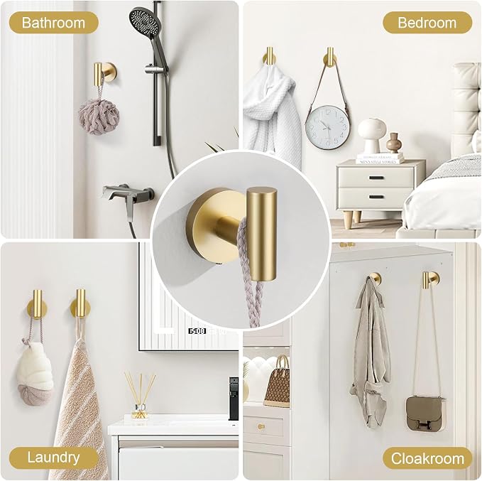 Bathroom Towel Holder Set, 6 Pieces Brushed Gold Towel Bar Bathroom Hardware - Image 7