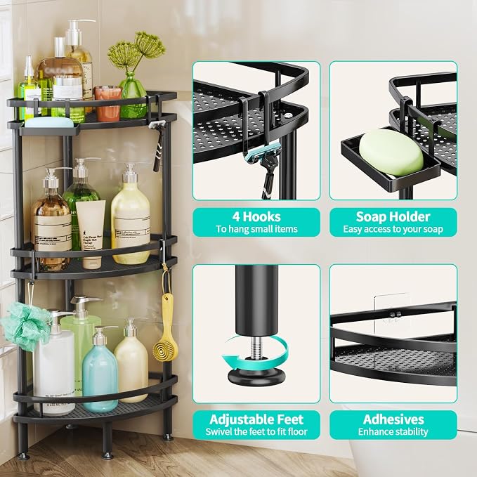 HapiRm Standing Corner Shower Caddy - Image 3