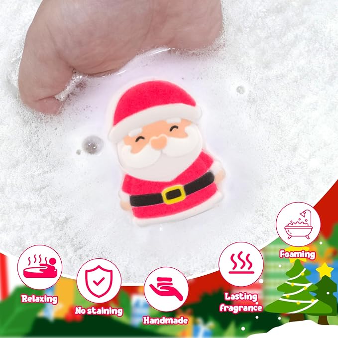 Christmas Bath Bombs for Kids, Snowman Tree Organic Essential Oil Bubble Bubble - Image 5