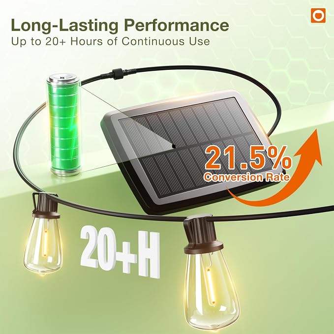 addlon 33 FT Solar String Lights Waterproof, Patio Light Solar Powered - Image 2
