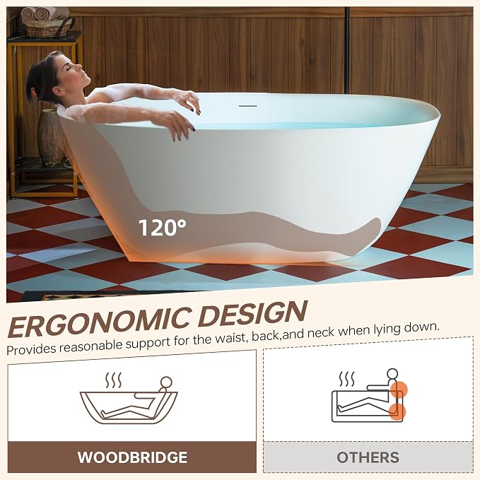 WOODBRIDGE 59" L x 32-5/8" W Luxury Contemporary Solid Surface Stone Resin - Image 5
