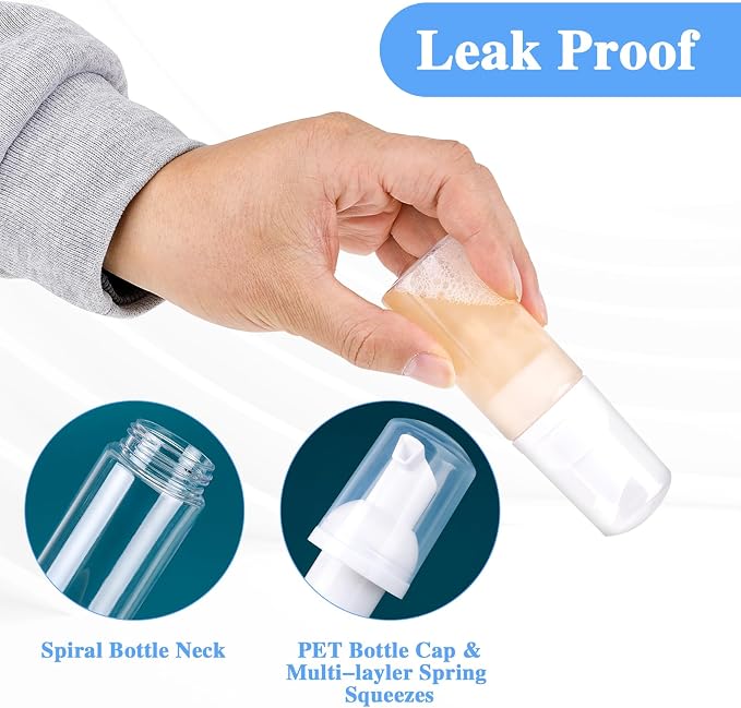 2 Pack Foam Pump Bottle Travel Small Size Mousse Foam Soap Dispenser Mini Empty - Image 3